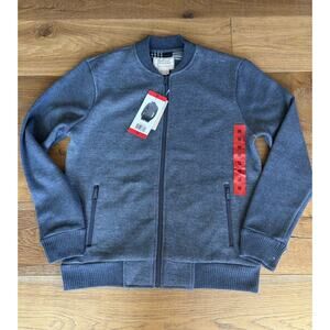 NWT Boston Trader's Men's Grey Fleece Lined Baseball Style Bomber jacket Sz M